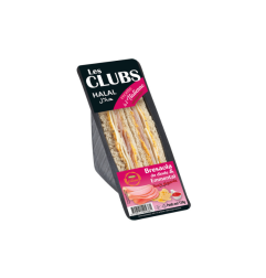 Les Clubs Halal sandwichs bresaola dinde et emmental avec sauce piquante 130 g