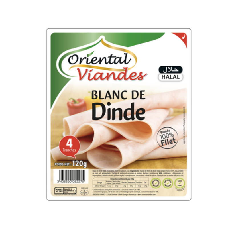 Oriental Viandes Blanc de dinde en tranches (x4) 120 g