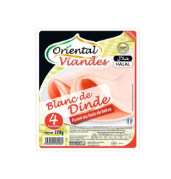 Oriental Viandes Blanc de dinde fumé au bois de hêtre en tranches (x4) 120 g