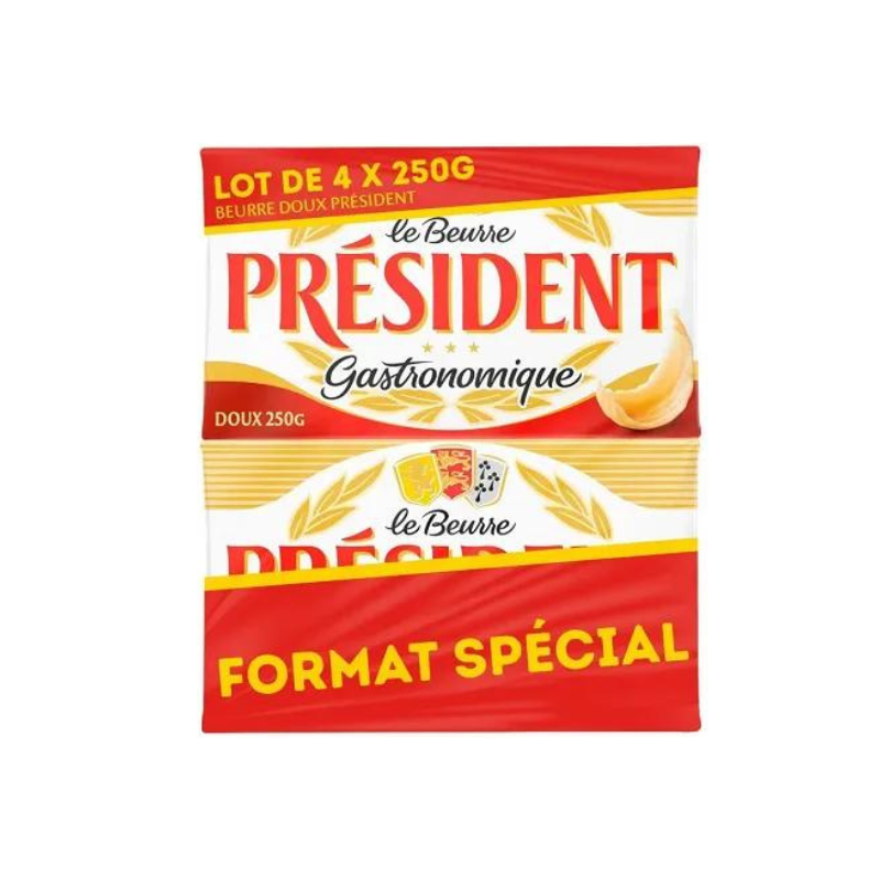 Président Beurre doux gastronomique (x4) 1 kg