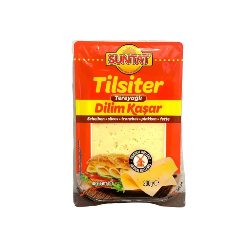 Suntat Fromage Kasar au beurre "Tilsiter" 48 % MG en tranches 200 g