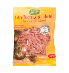 Volibon Lardinettes de dinde fumées au bois naturel 150 g